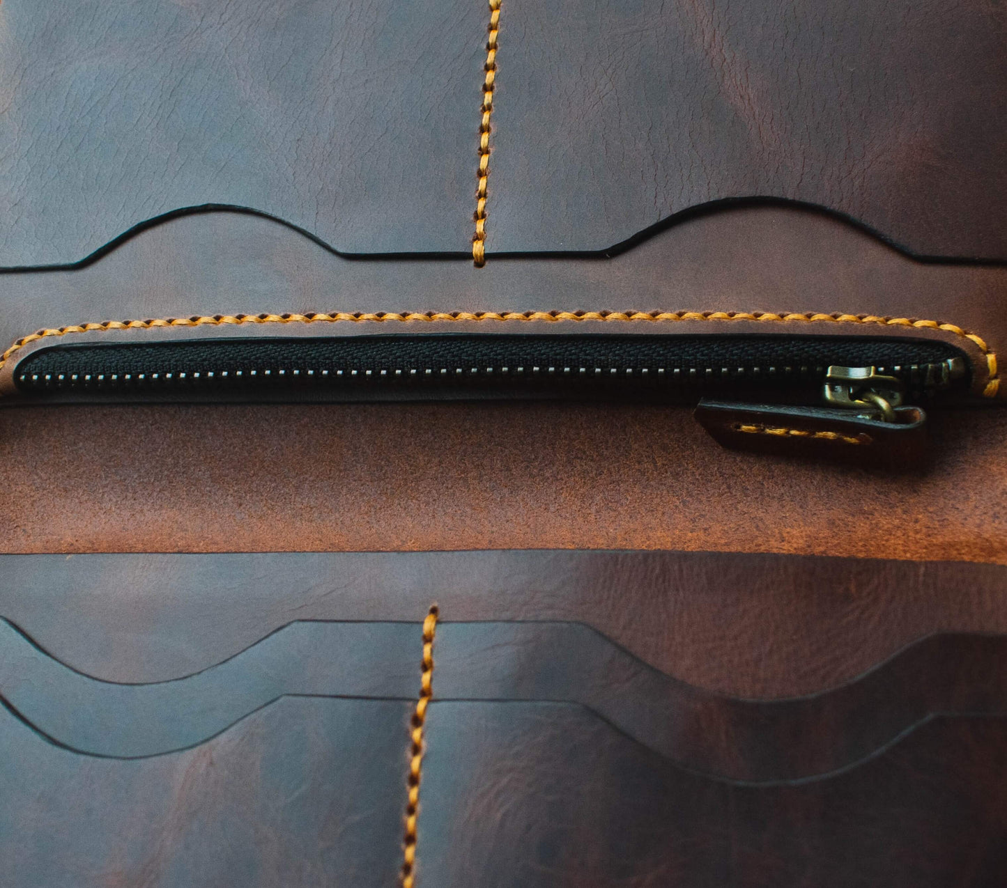 Handmade Full-Grain Leather Long Wallet for Men – Bold Craftsmanship with Zipper Coin Pocket