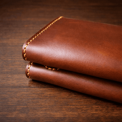 Handmade Premium Full-Grain Leather Long Wallet - Vintage Brown