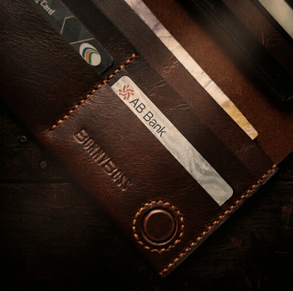 Handmade Premium Full-Grain Leather Long Wallet with Phone Pocket - Vintage Brown