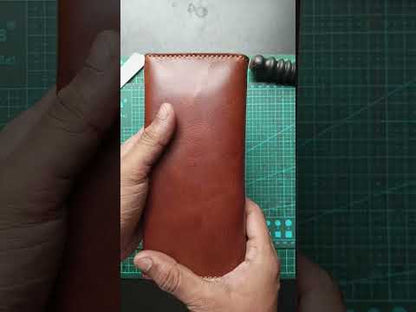 Handmade Full-Grain Leather Long Wallet for Men – Zipper Coin Pocket