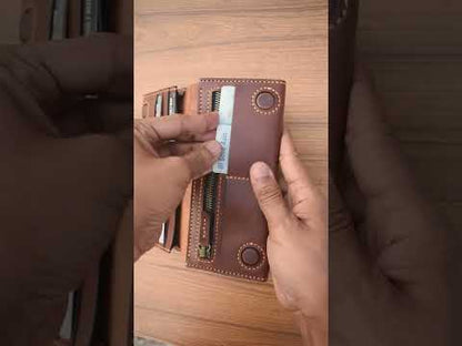 Handmade Premium Full-Grain Leather Long Wallet - Vintage Brown