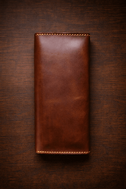 Handmade Premium Full-Grain Leather Long Wallet - Vintage Brown