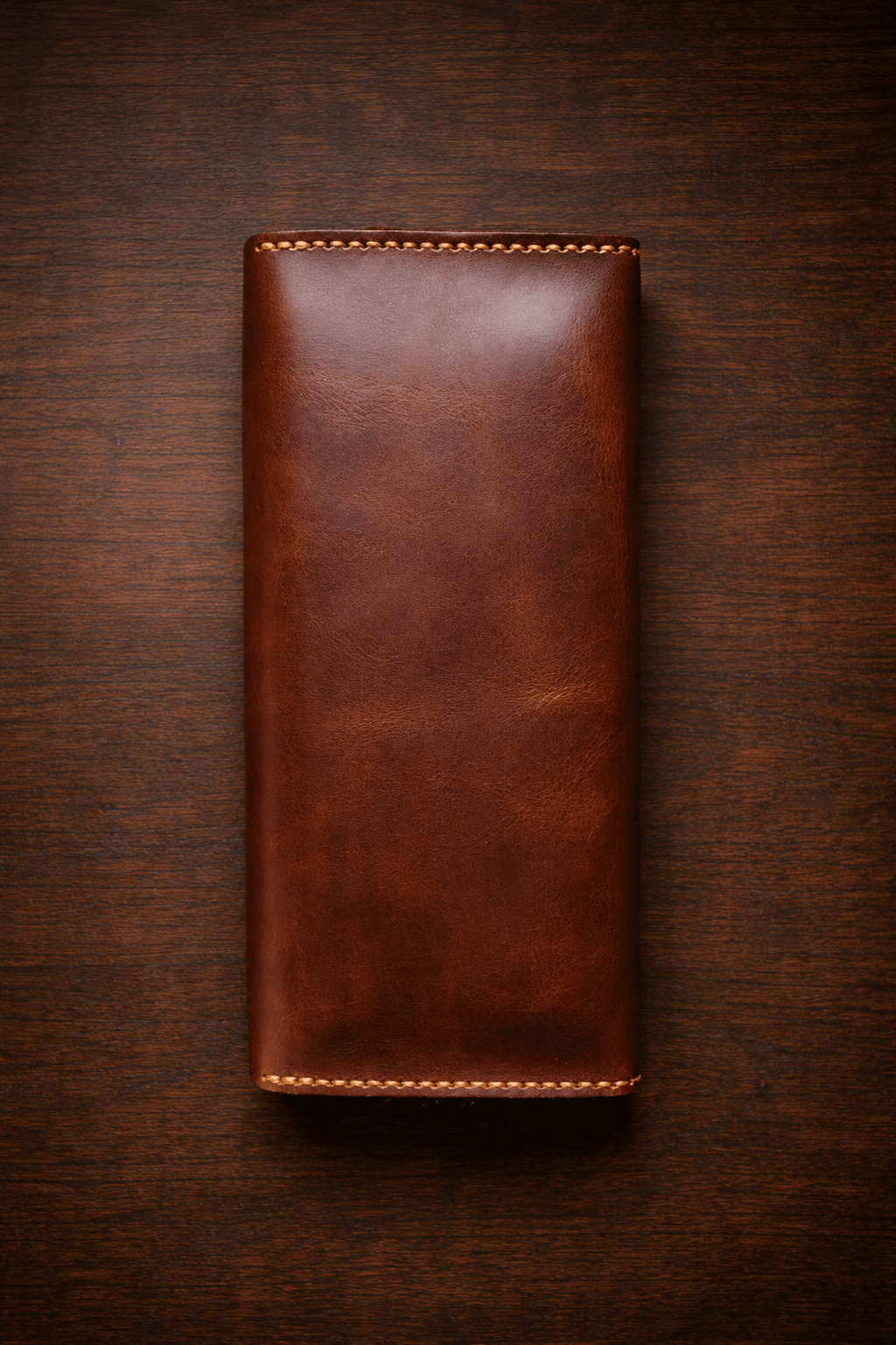 Handmade Premium Full-Grain Leather Long Wallet with Phone Pocket - Vintage Brown